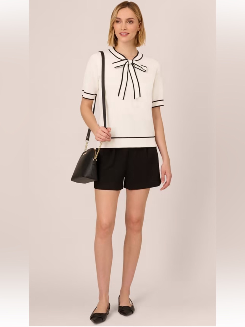 Adrianna Papell Bow-Tie Short Sleeve Knit Top - Picture 3 of 16